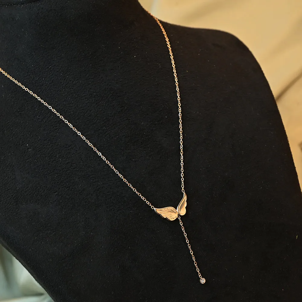 Angel Wing Dangling Diamond Necklace