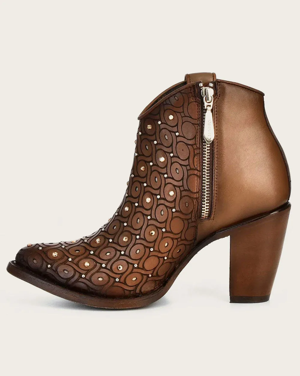 Ankle handwoven brown bootie