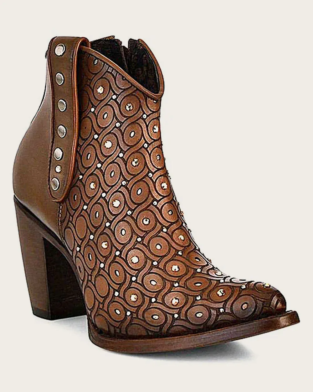 Ankle handwoven brown bootie