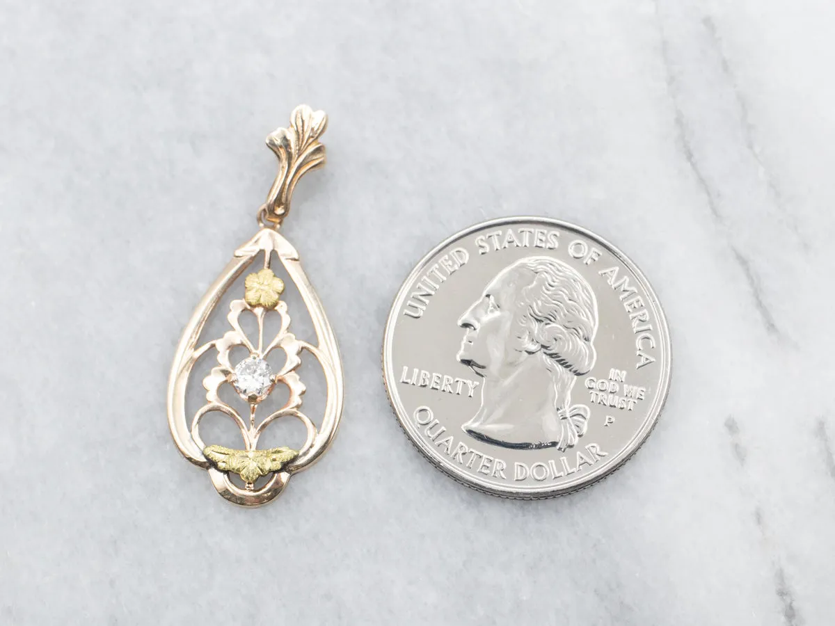 Antique Floral Diamond Lavalier Pendant