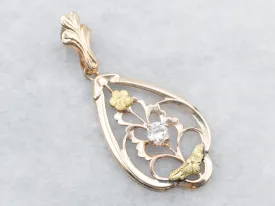 Antique Floral Diamond Lavalier Pendant