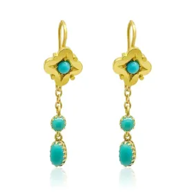 Antique Victorian Turquoise 15ct Gold Drop Earrings