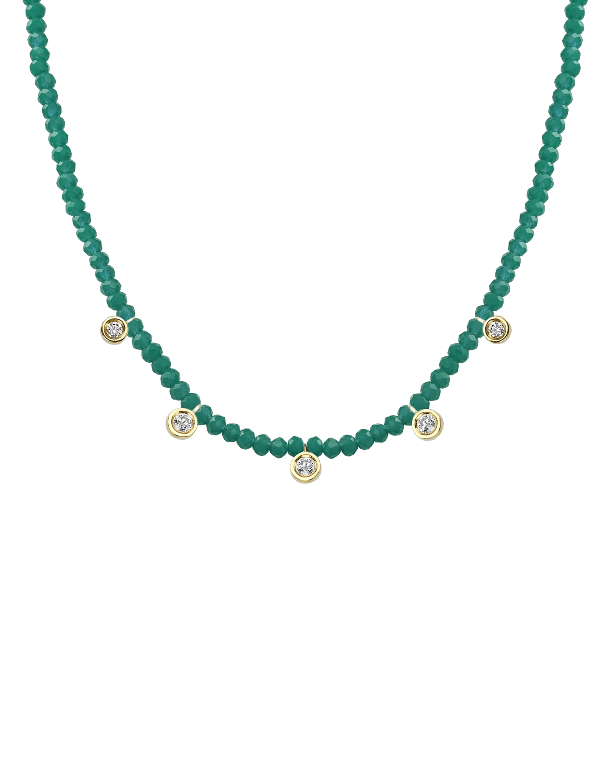 Apatite Gemstone & Five diamonds Necklace - 14K White Gold