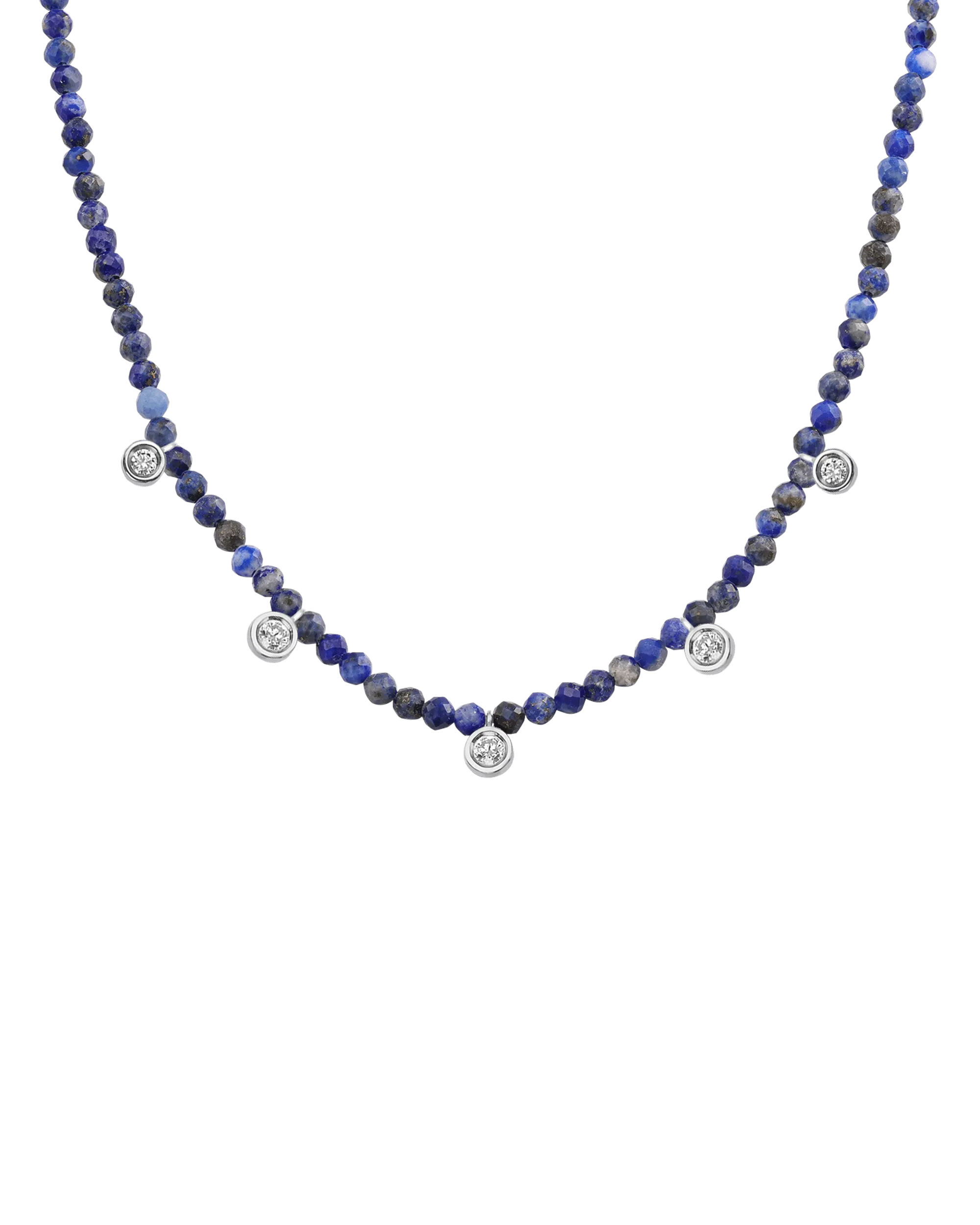 Apatite Gemstone & Five diamonds Necklace - 14K White Gold