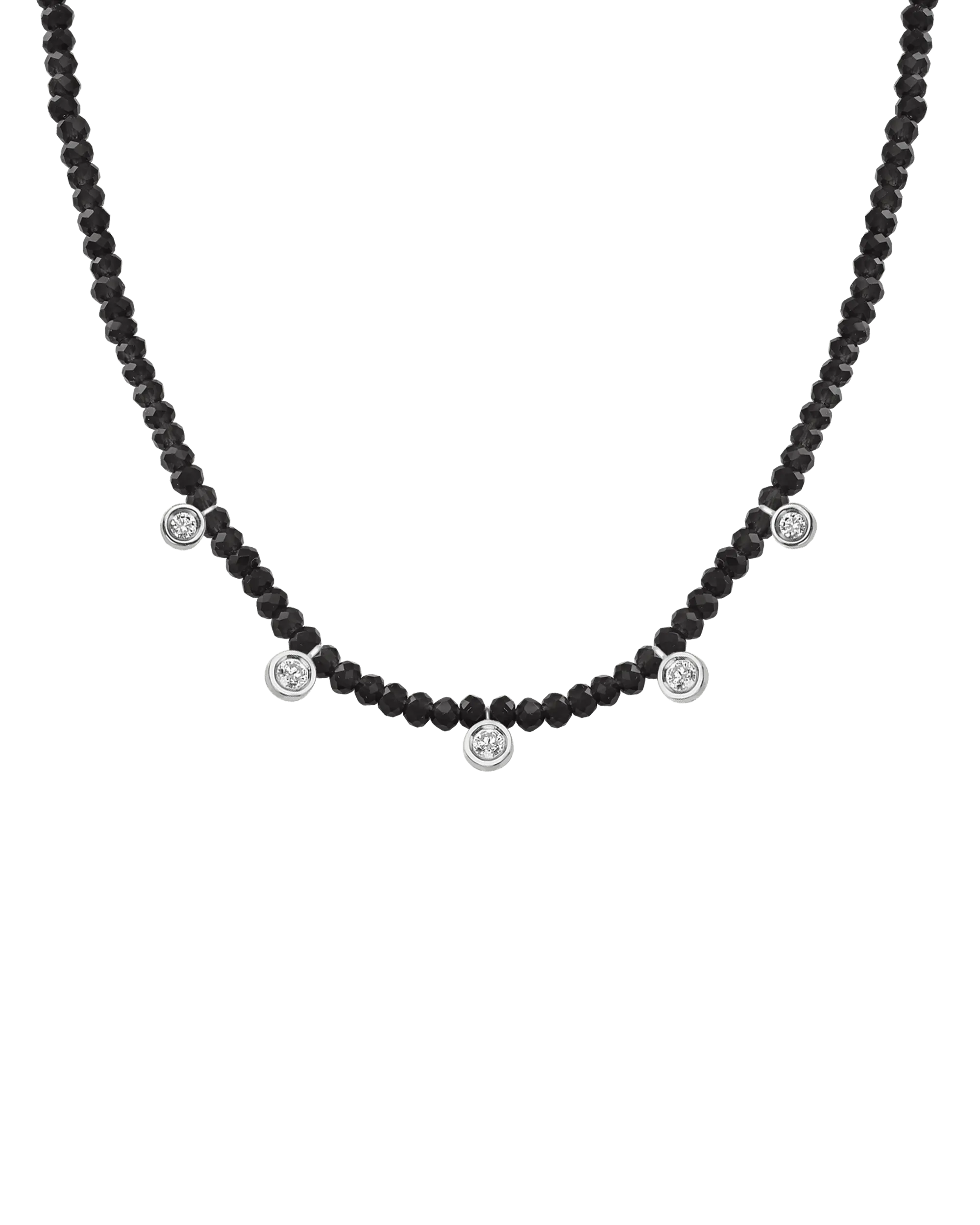 Apatite Gemstone & Five diamonds Necklace - 14K White Gold