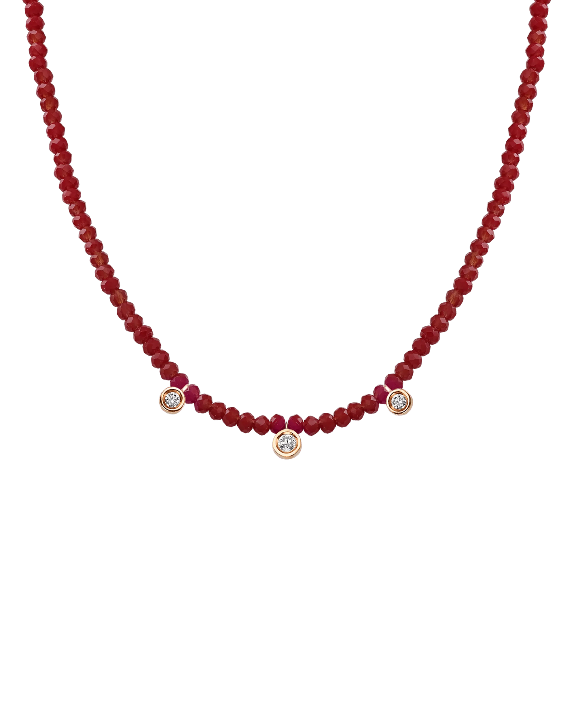 Apatite Gemstone & Three diamonds Necklace - 14K Rose Gold