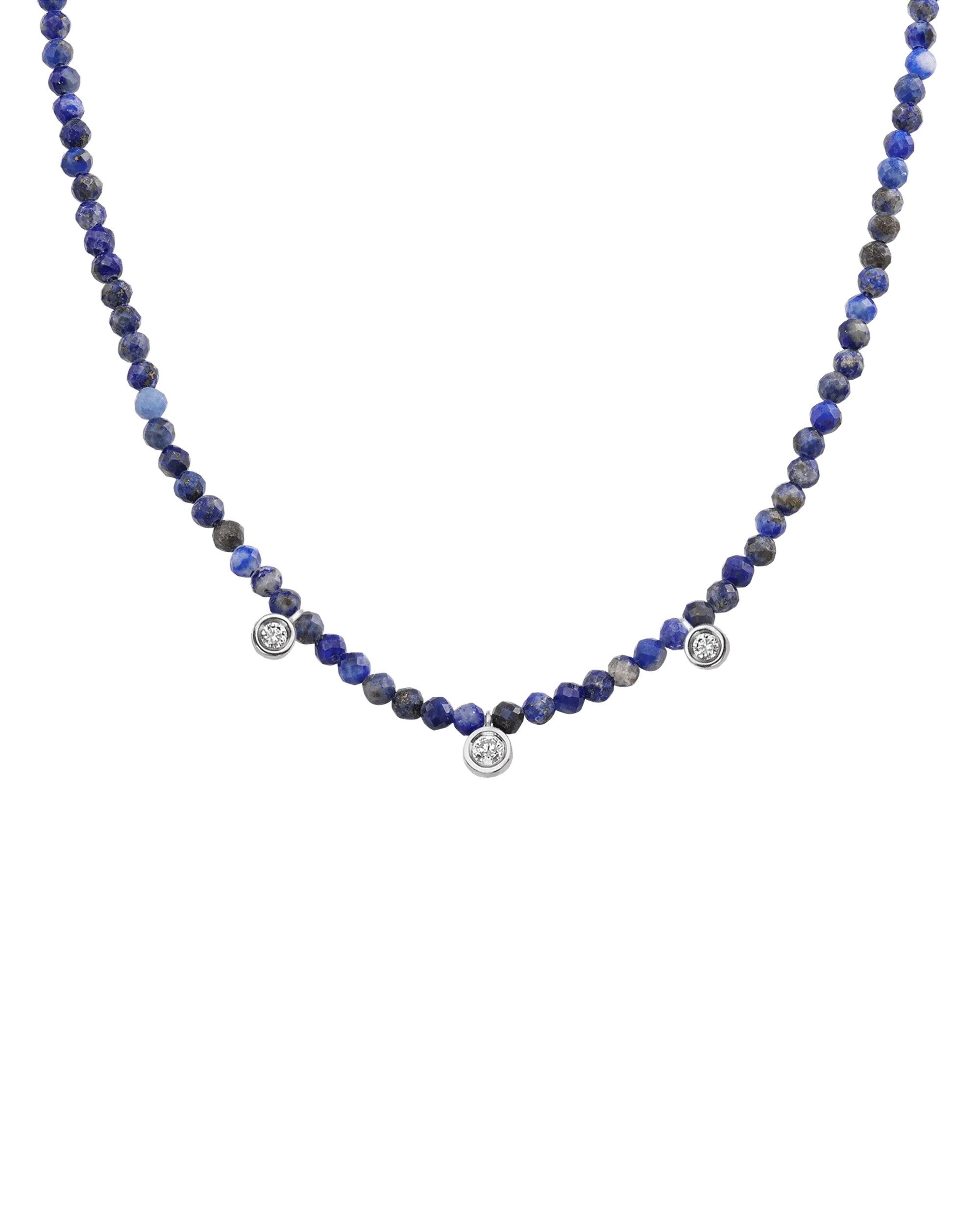 Apatite Gemstone & Three diamonds Necklace - 14K Rose Gold