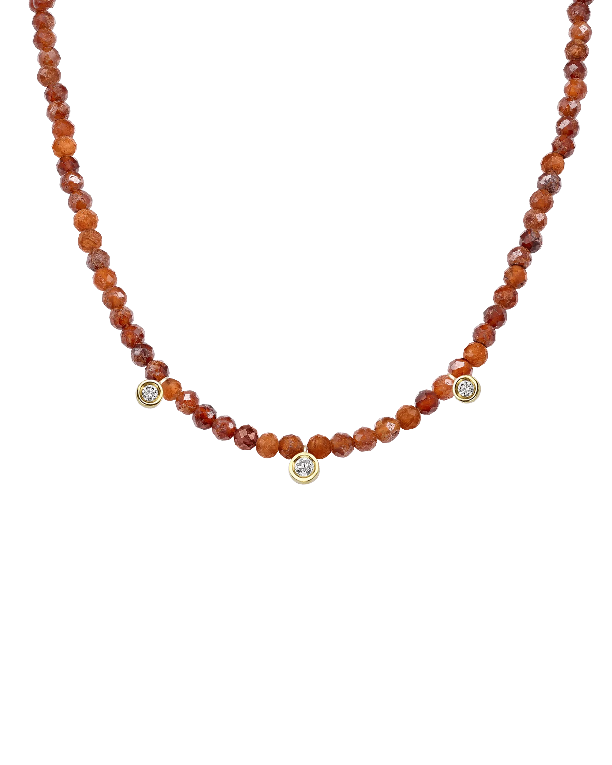 Apatite Gemstone & Three diamonds Necklace - 14K Rose Gold