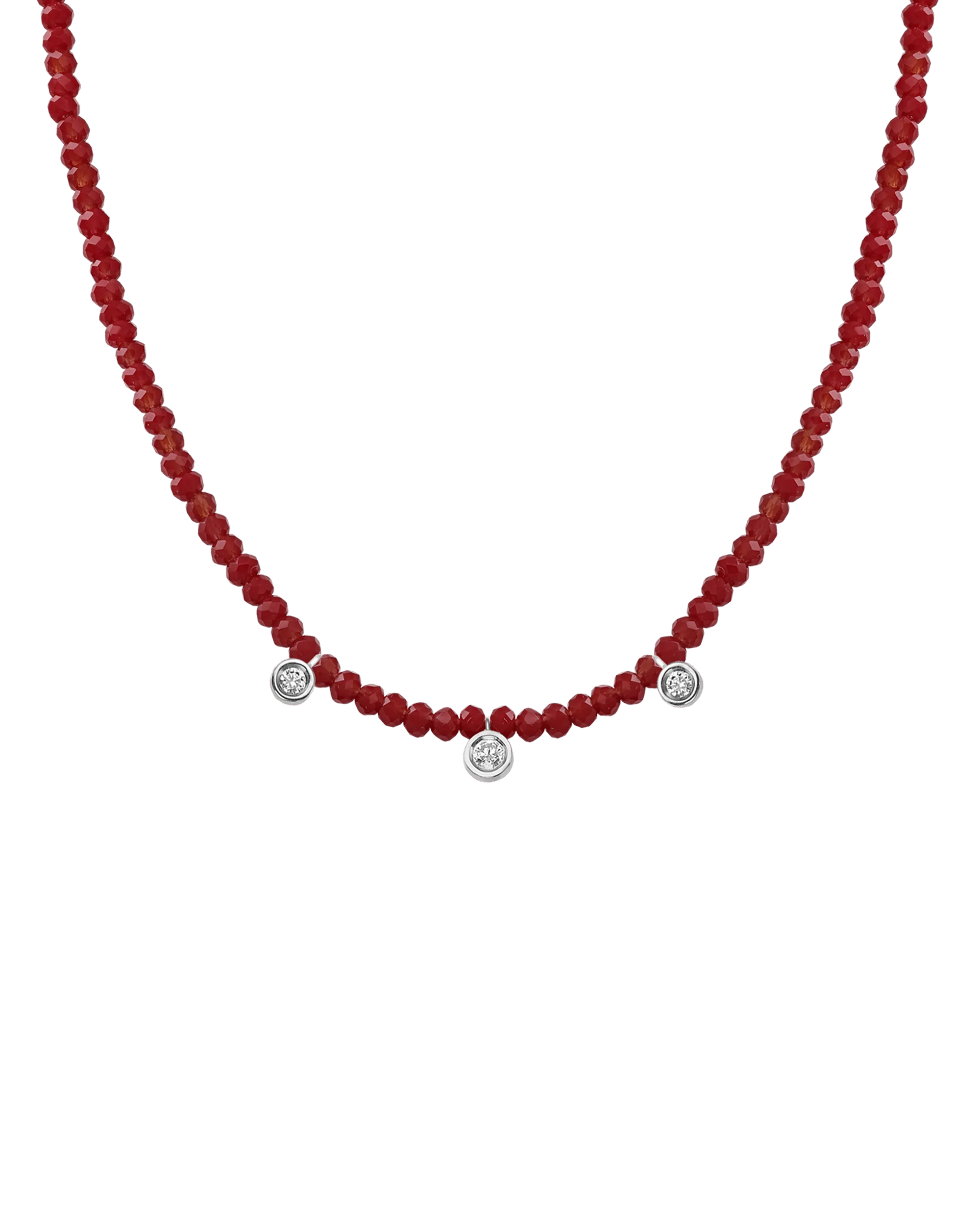 Apatite Gemstone & Three diamonds Necklace - 14K Rose Gold