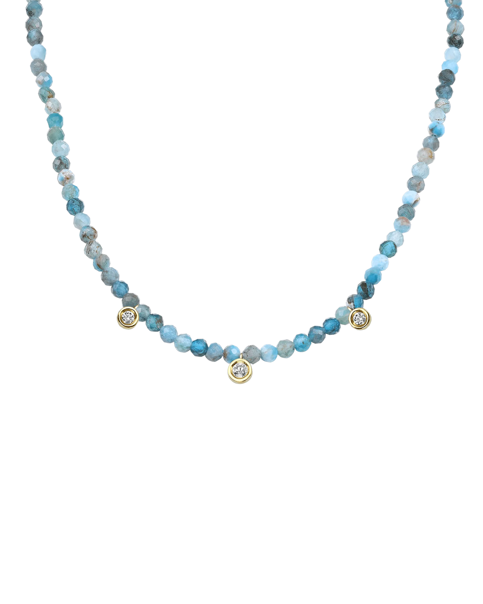 Apatite Gemstone & Three diamonds Necklace - 14K Rose Gold