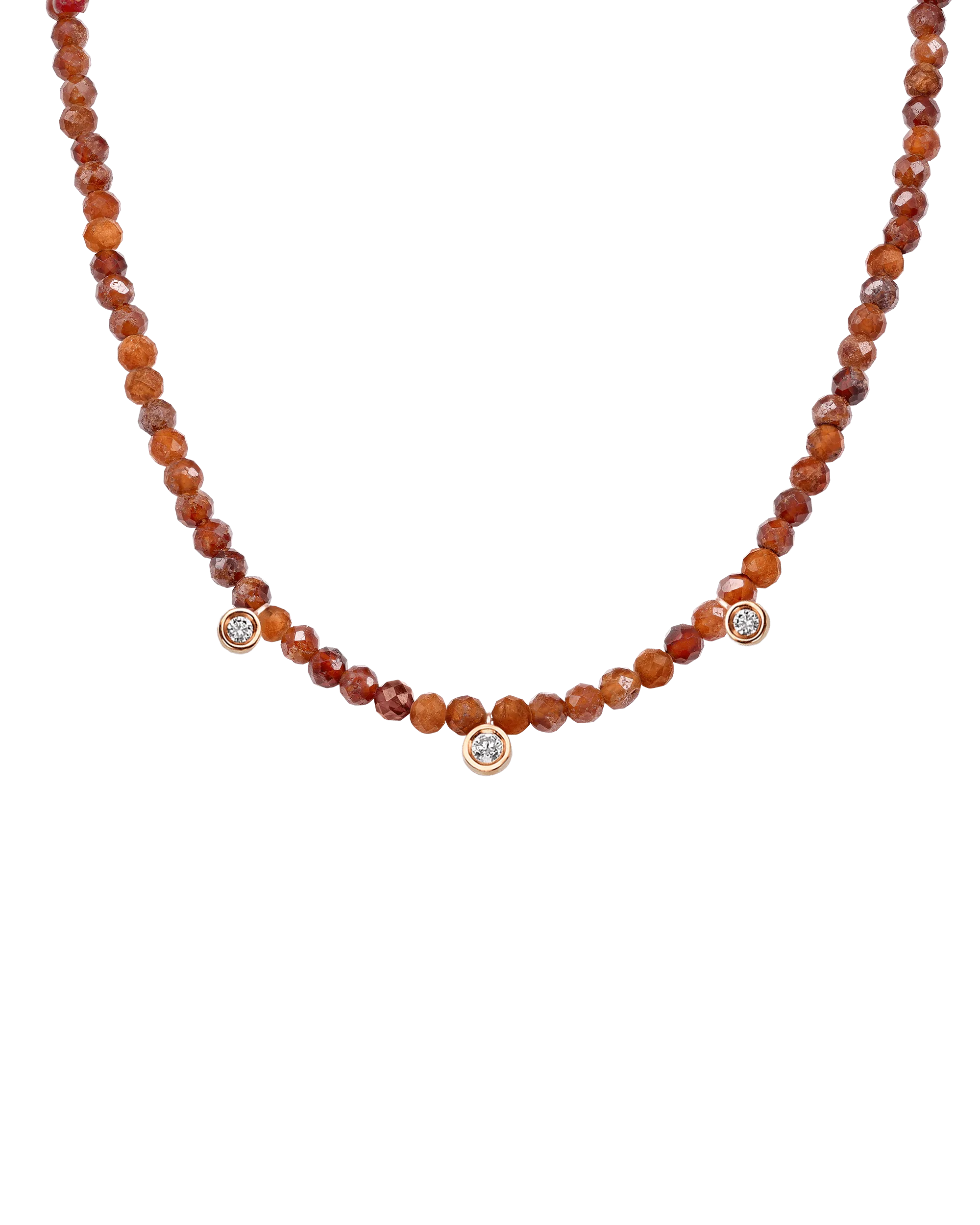 Apatite Gemstone & Three diamonds Necklace - 14K Rose Gold