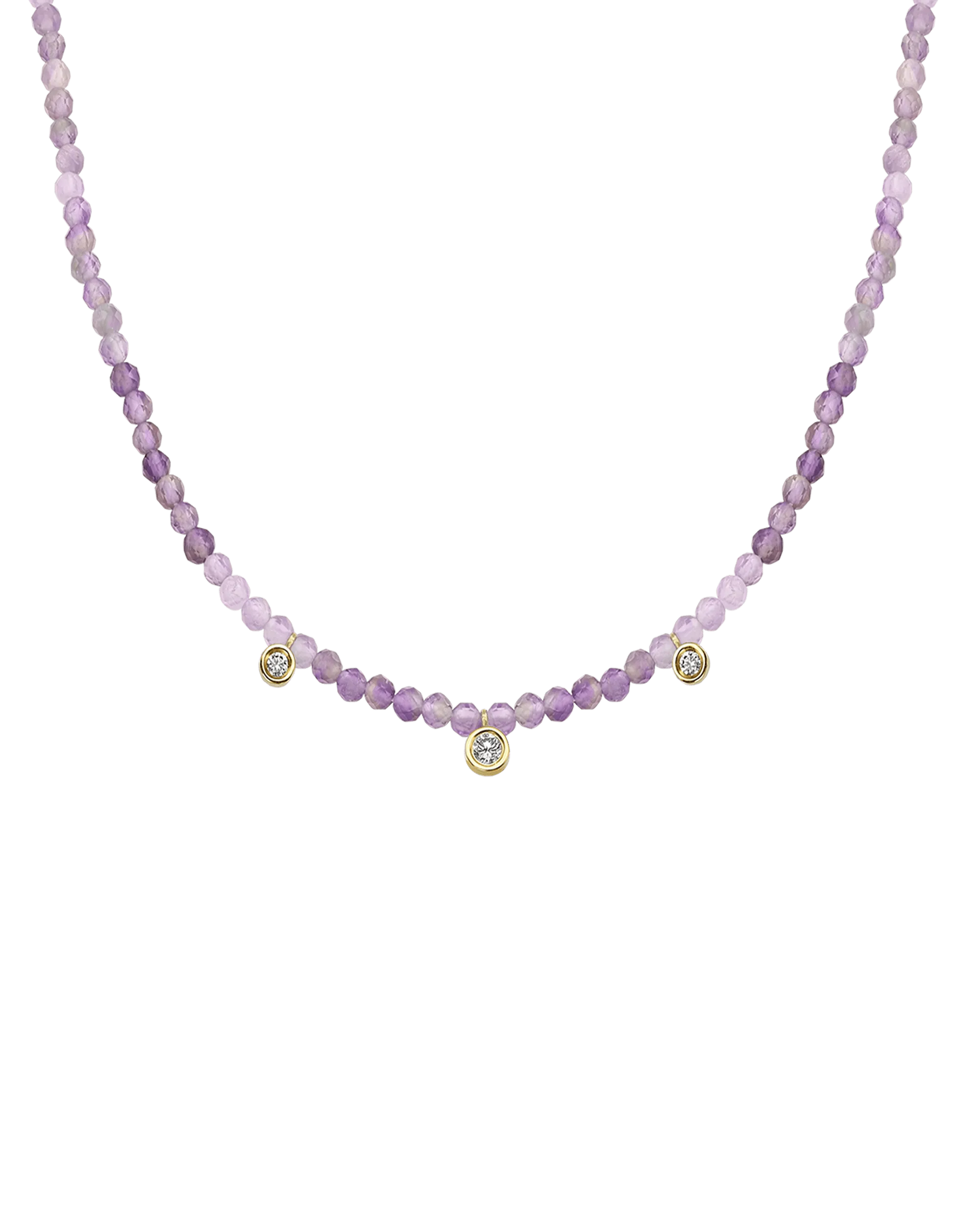 Apatite Gemstone & Three diamonds Necklace - 14K Rose Gold