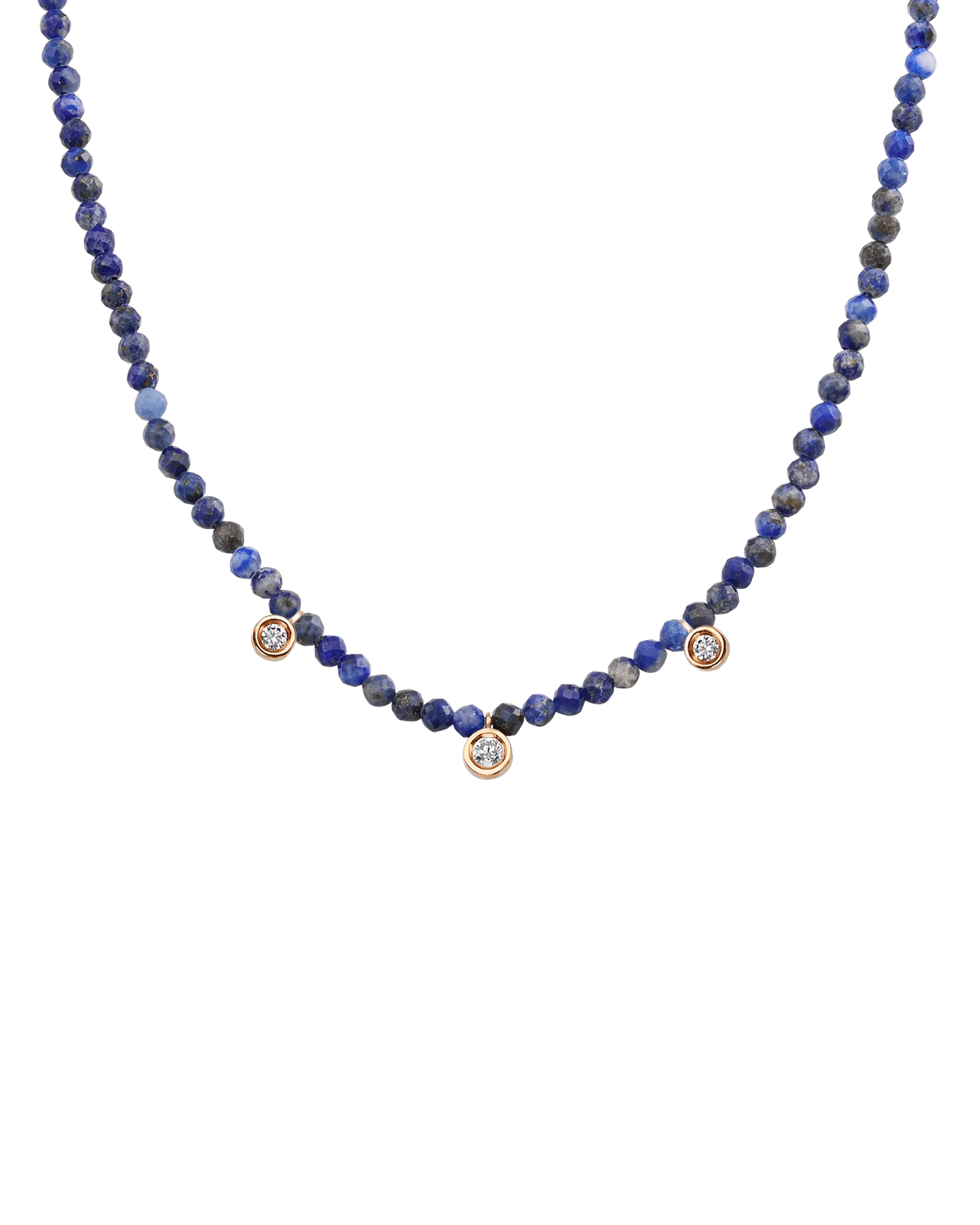 Apatite Gemstone & Three diamonds Necklace - 14K Rose Gold