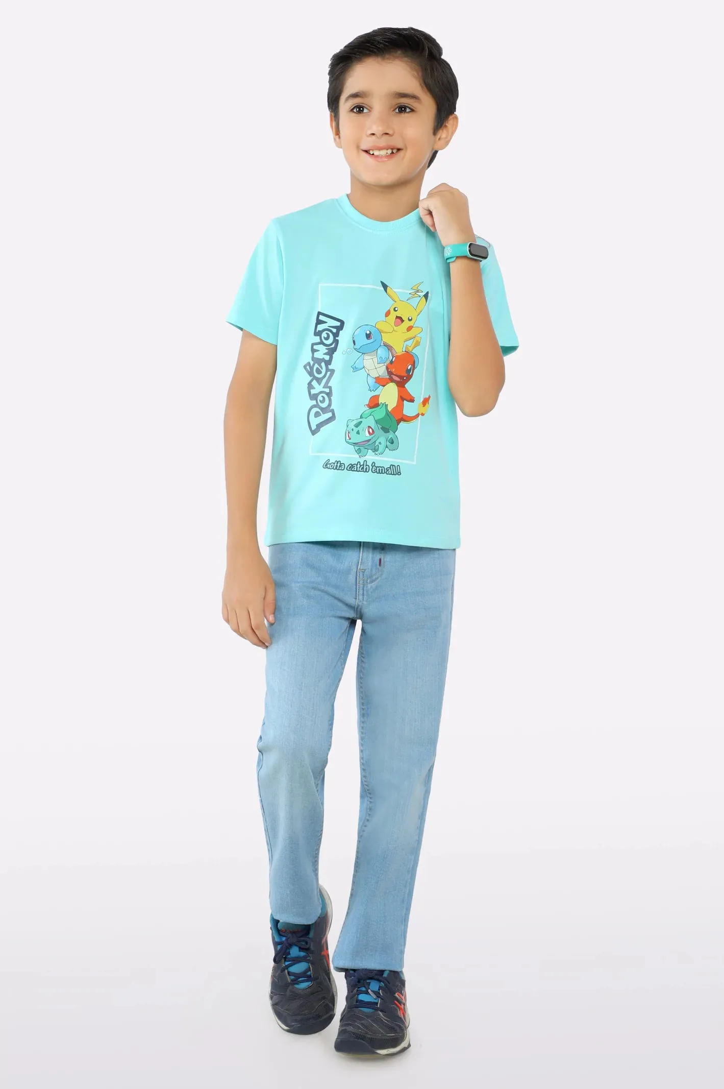 Aqua Pokemon Printed T-Shirt