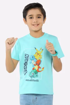 Aqua Pokemon Printed T-Shirt