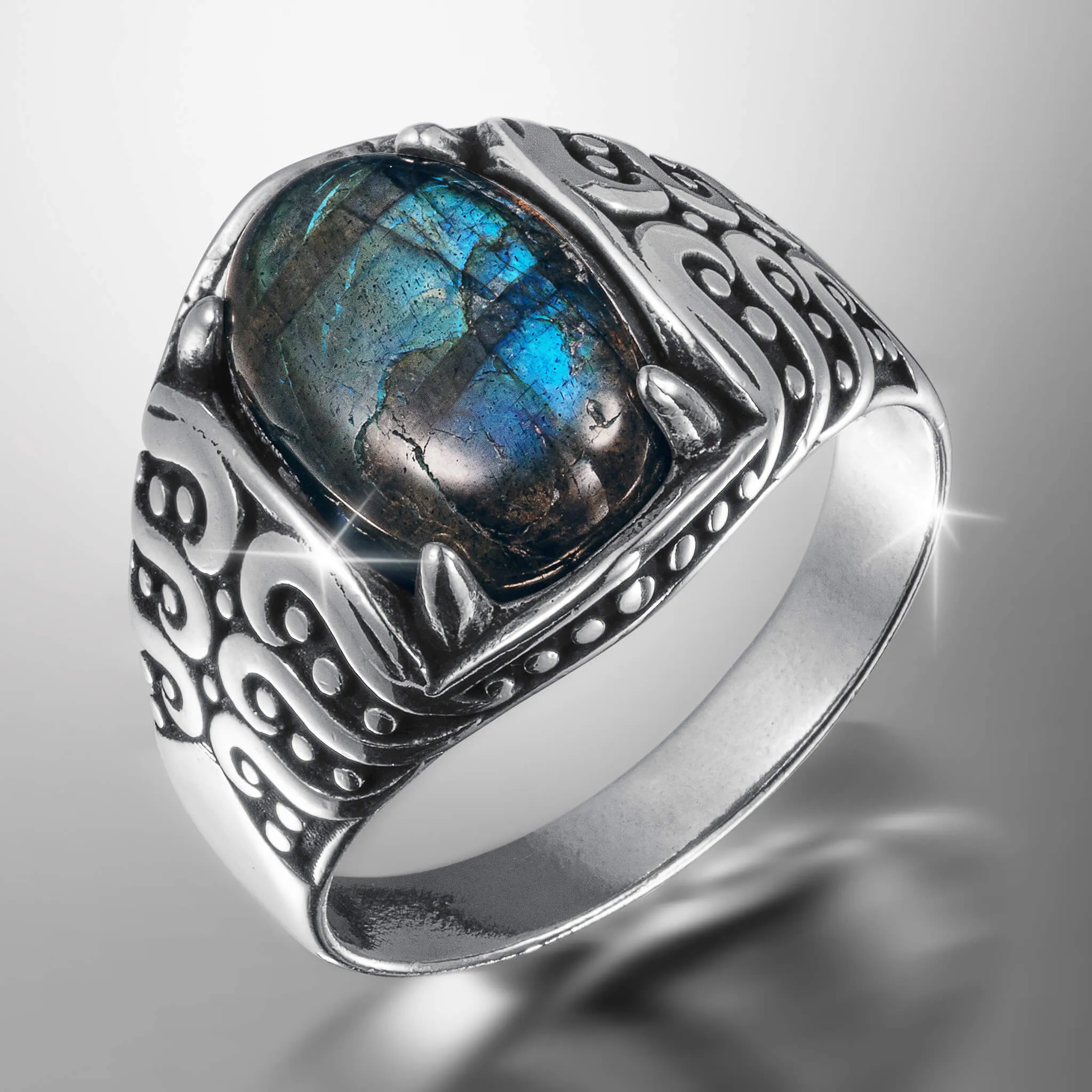 Arctic Edge Labradorite Men's Ring