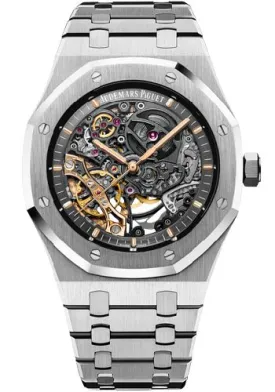 Audemars Piguet Royal Oak Double Balance Wheel Openworked Stainless  Steel 41mm Black Skeleton Dial 15407ST.OO.1220ST.01