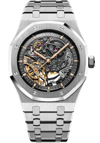 Audemars Piguet Royal Oak Double Balance Wheel Openworked Stainless  Steel 41mm Black Skeleton Dial 15407ST.OO.1220ST.01