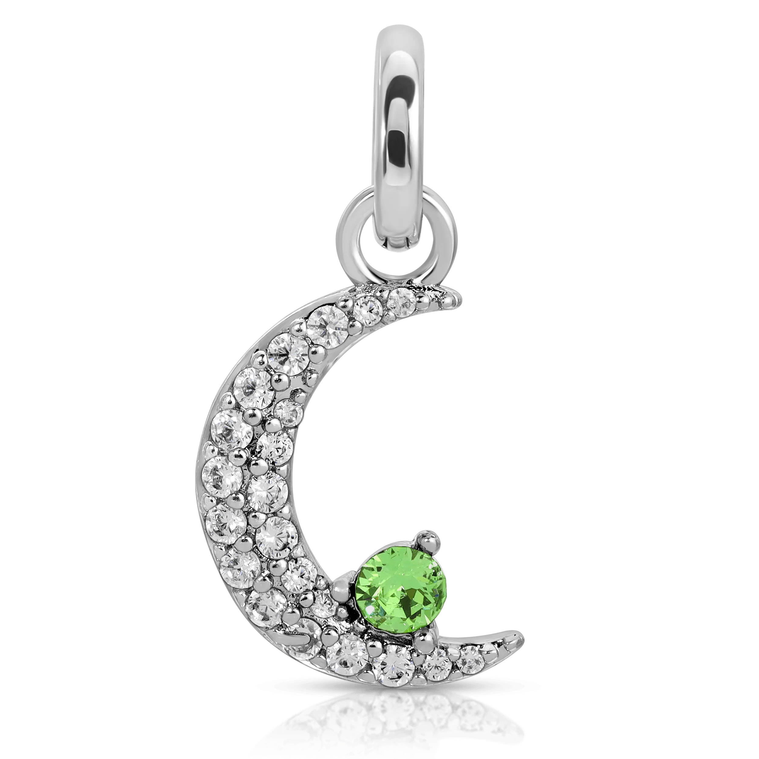 August Peridot Birthstone Charm - Moon