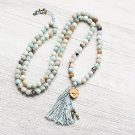 Auspicious Shell Aquatic Amazonite Mala