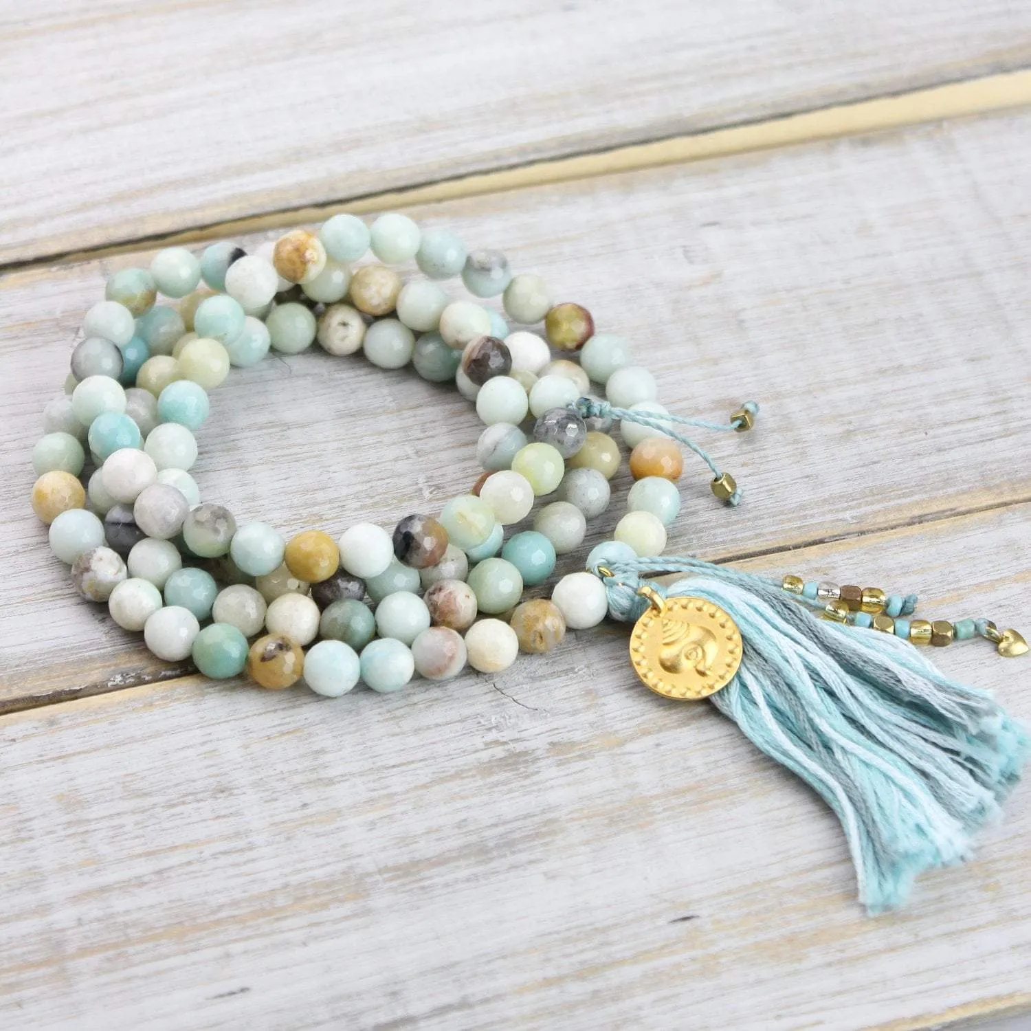 Auspicious Shell Aquatic Amazonite Mala