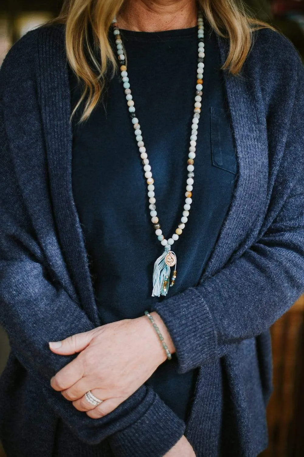 Auspicious Shell Aquatic Amazonite Mala