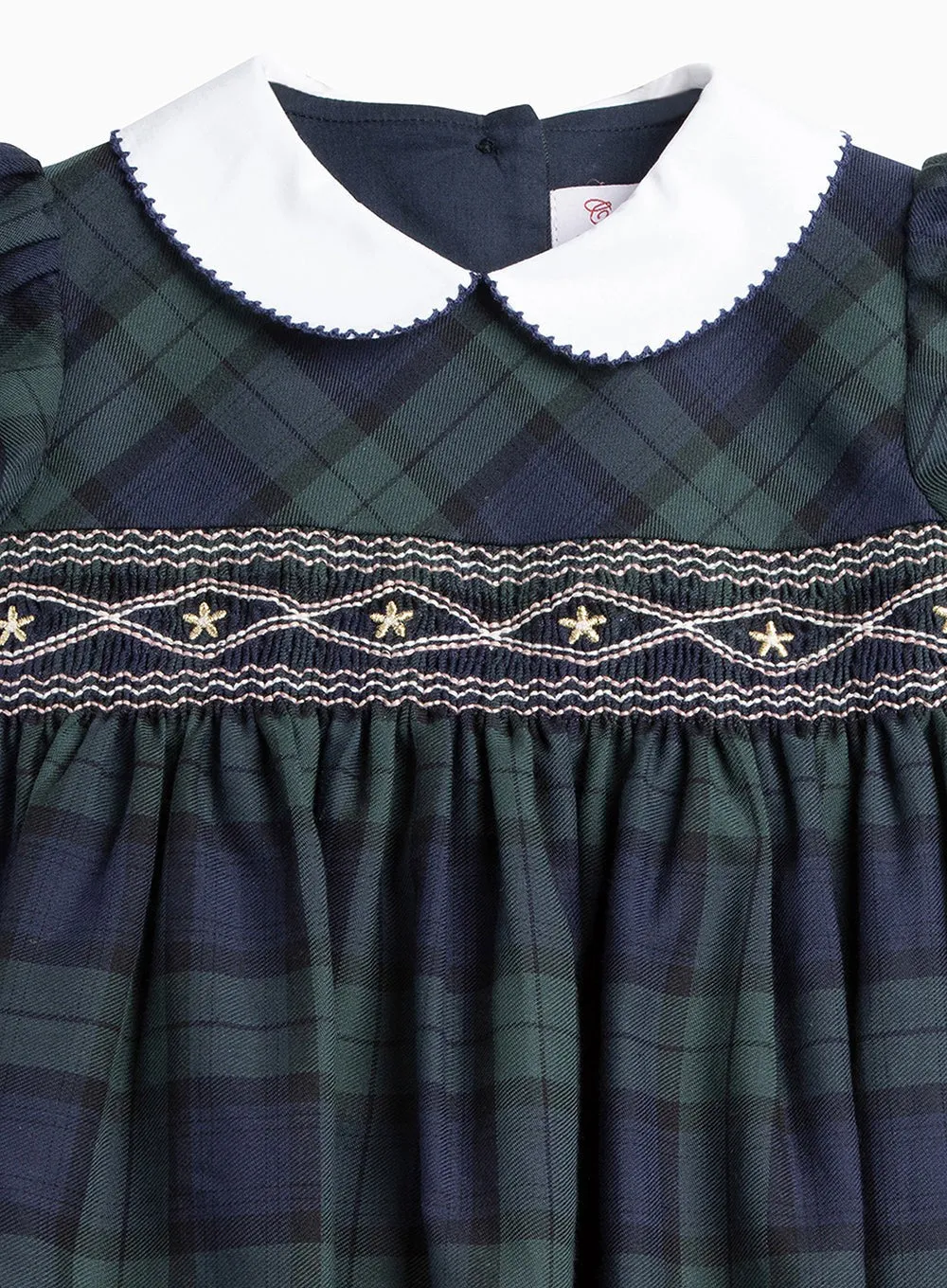 Baby Charlotte Smocked Dress in Navy Tartan