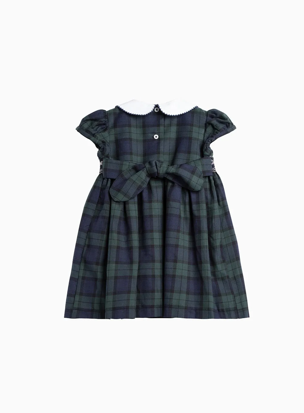 Baby Charlotte Smocked Dress in Navy Tartan