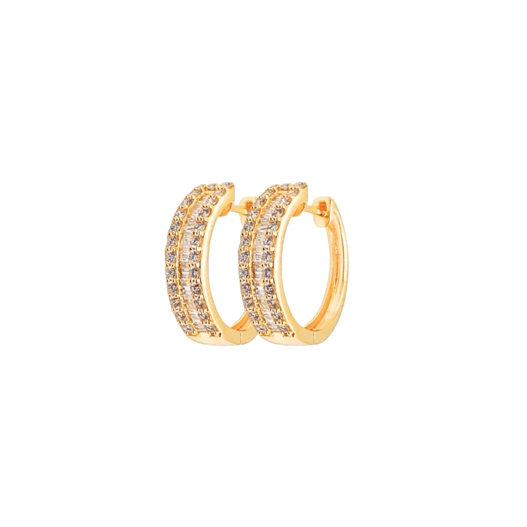 Baguette and Pavé Diamond Hoop Earrings