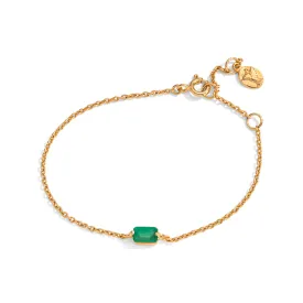 Baguette Mini Bracelet, Green Onyx, 9kt Yellow Gold