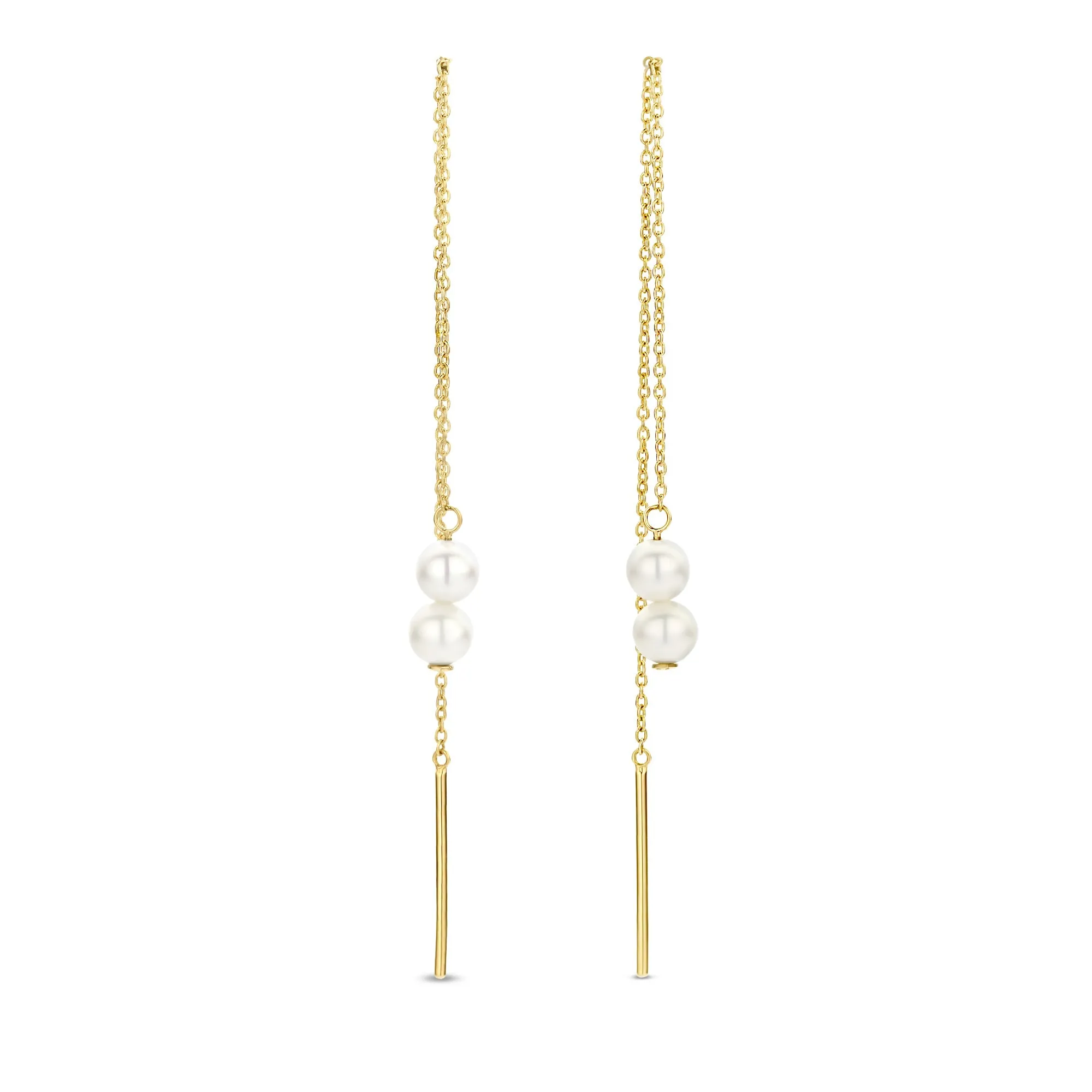 Belleville Luna 14 karat gold pull through earrings with freshwater pearls