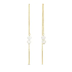 Belleville Luna 14 karat gold pull through earrings with freshwater pearls