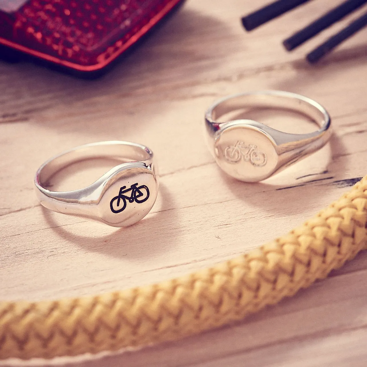 Bicycle Silver Signet Ring