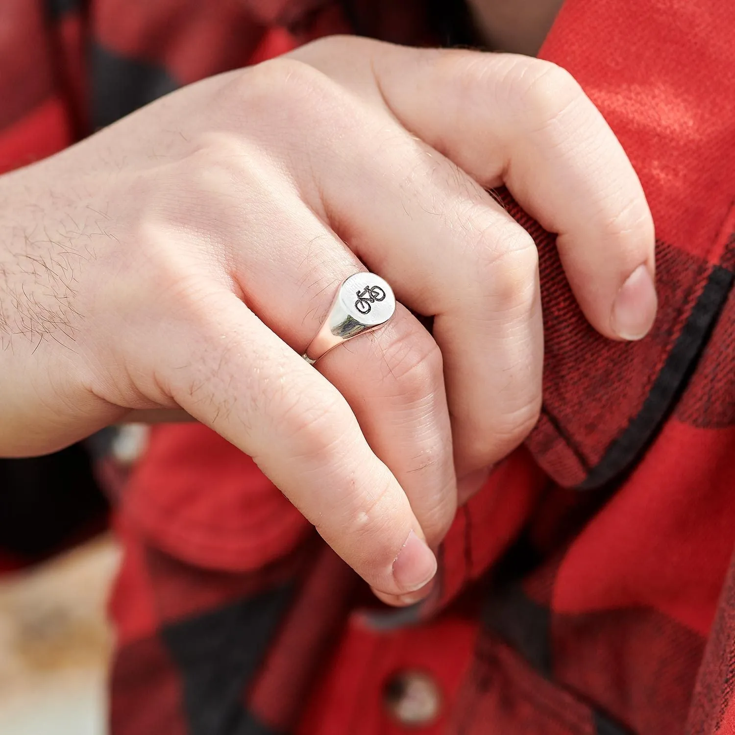 Bicycle Silver Signet Ring