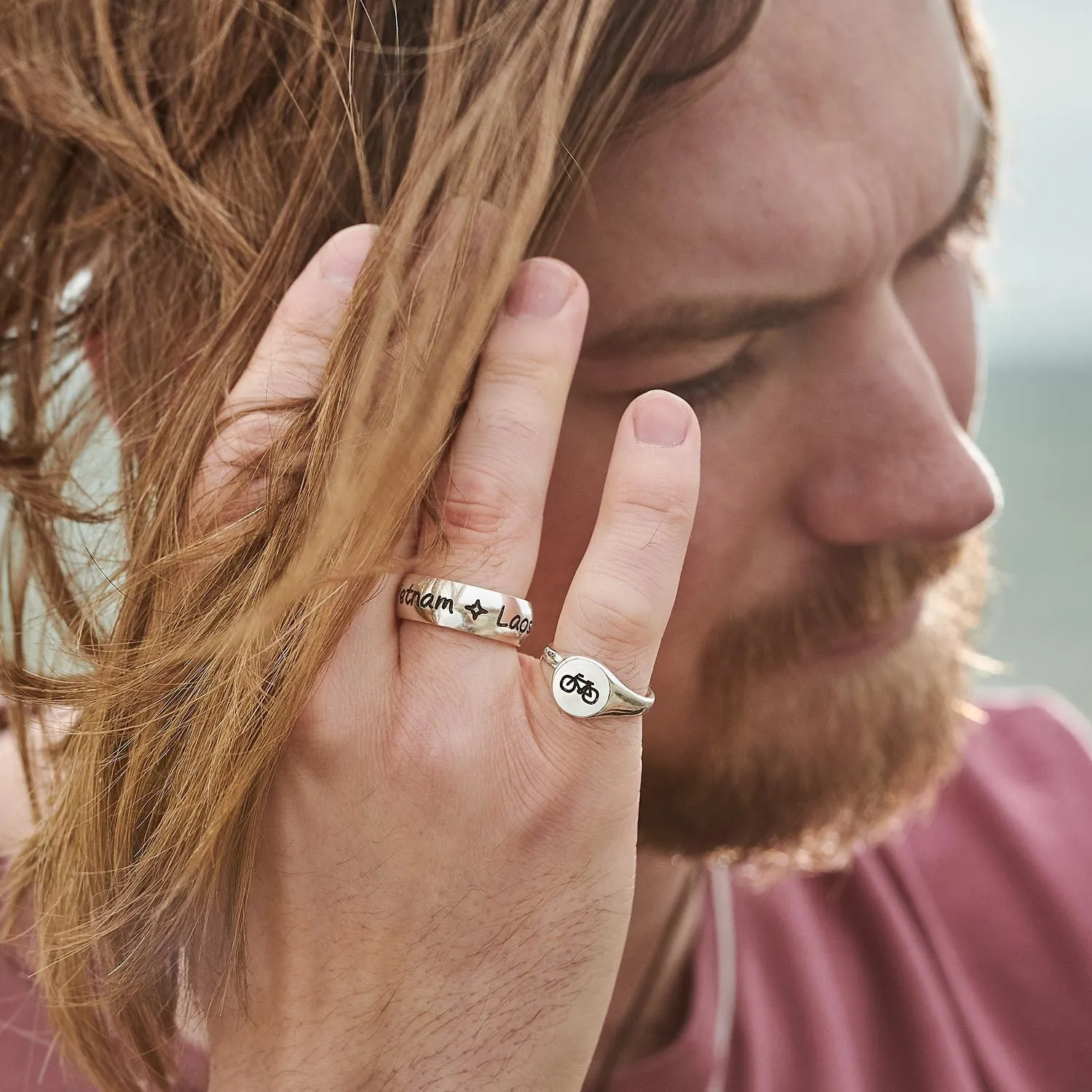 Bicycle Silver Signet Ring