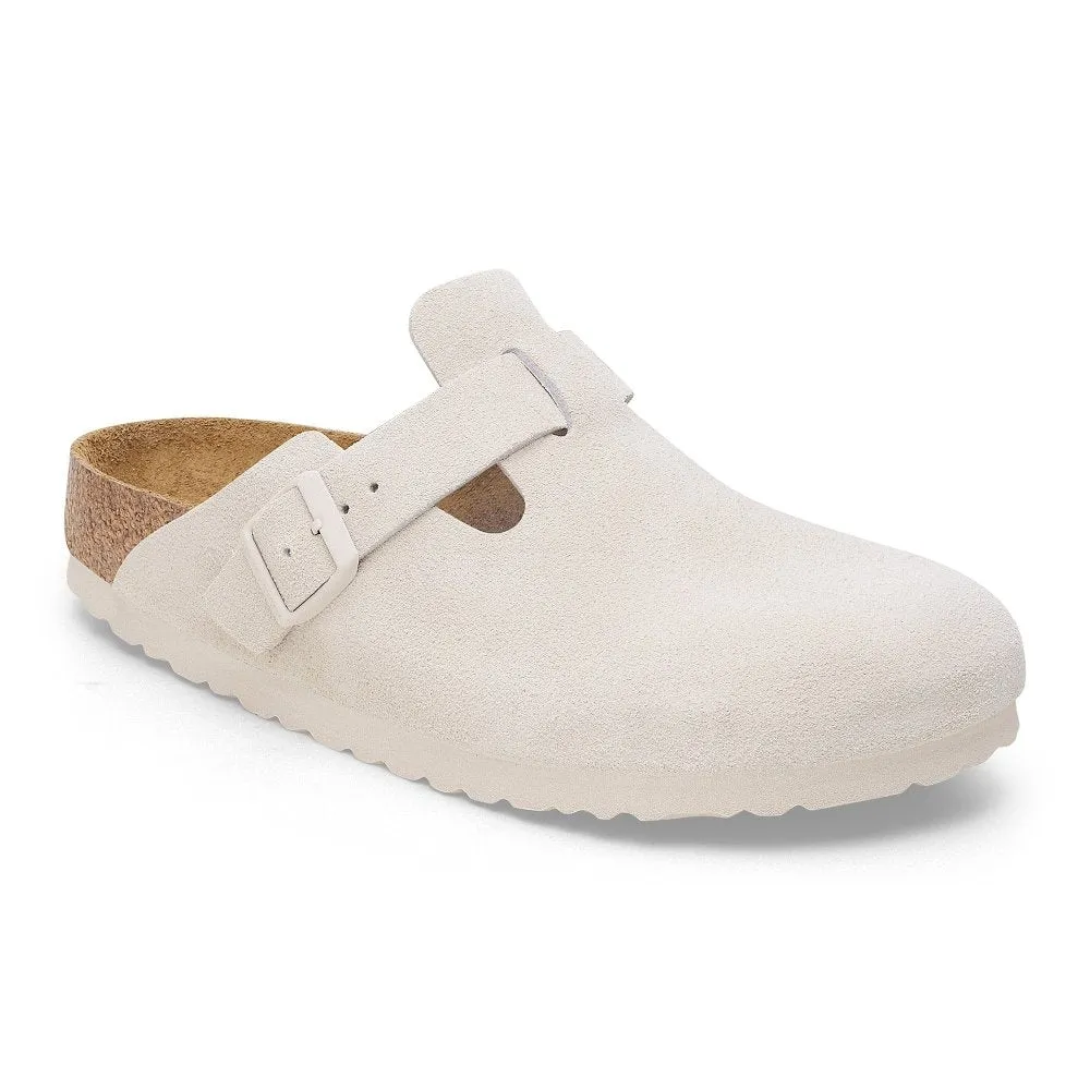 Birkenstock Women's Boston Soft Footbed - Antique White Suede