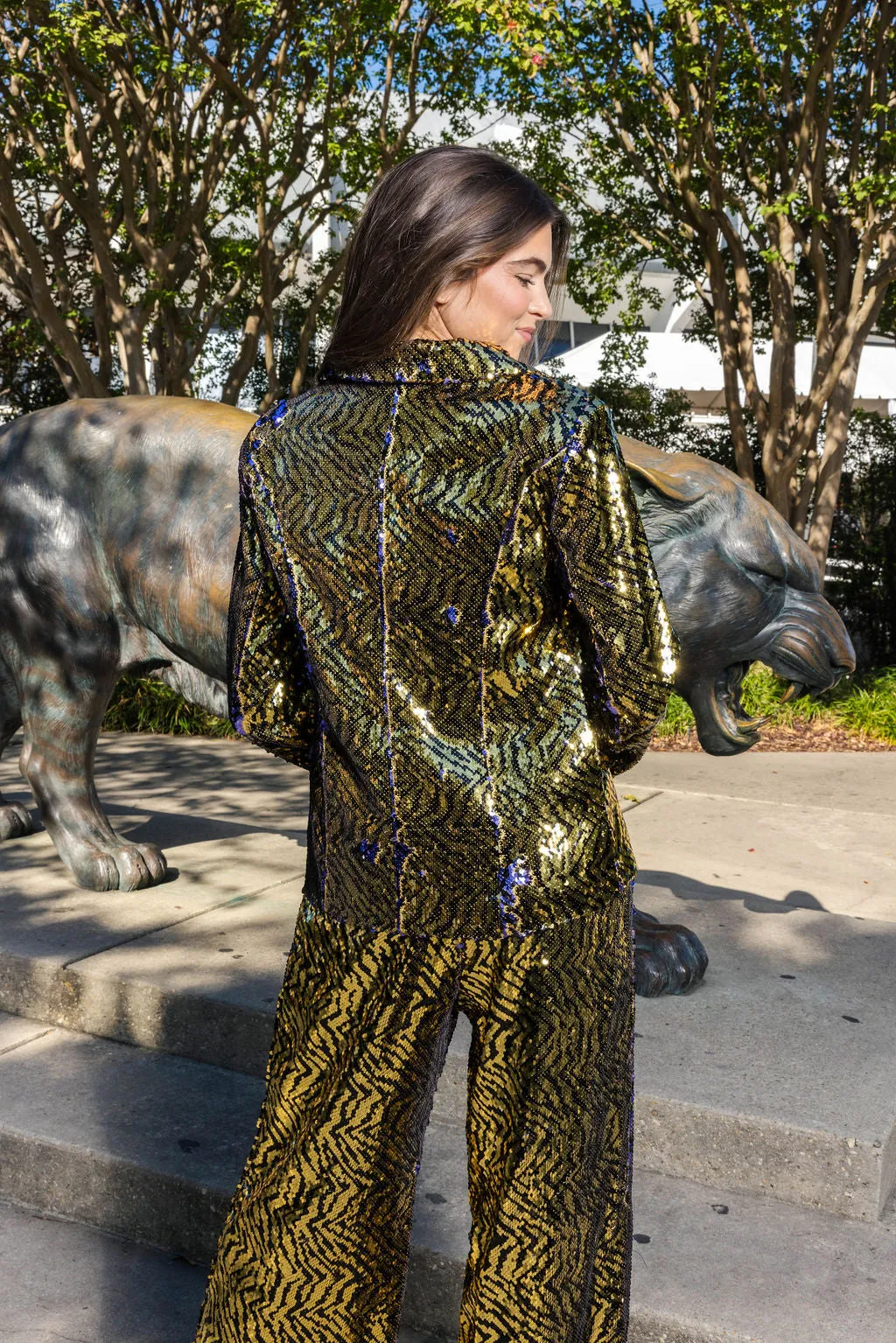 Black & Gold Sequin Tiger Blazer