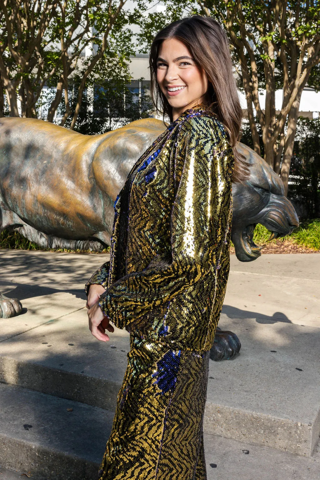 Black & Gold Sequin Tiger Blazer