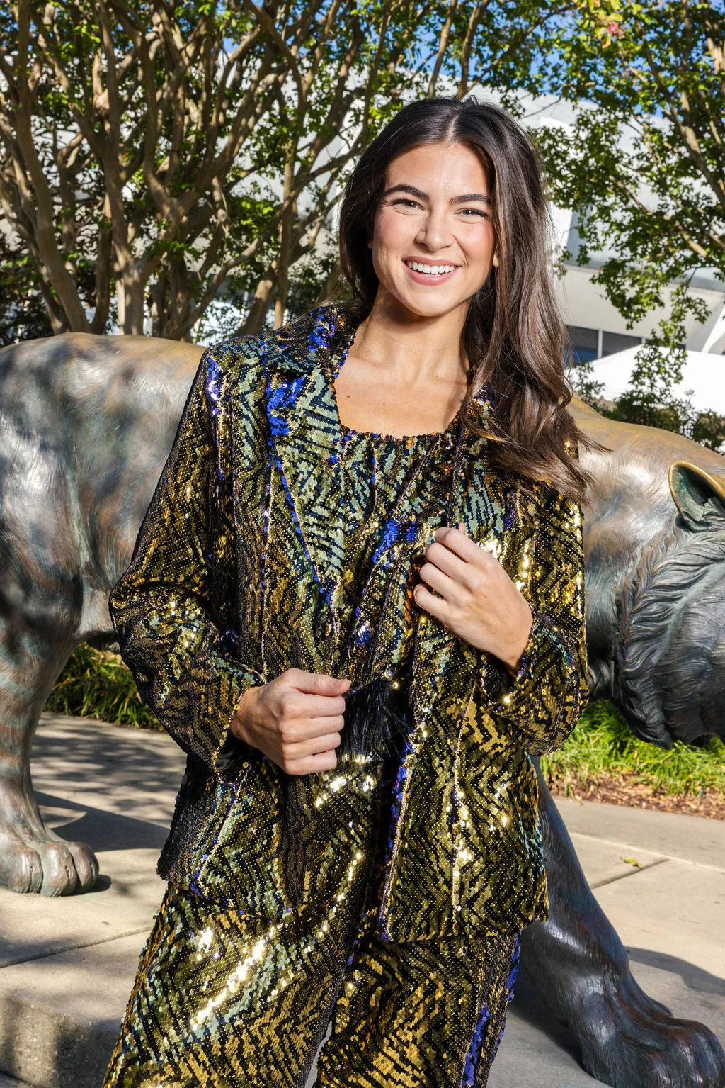 Black & Gold Sequin Tiger Blazer