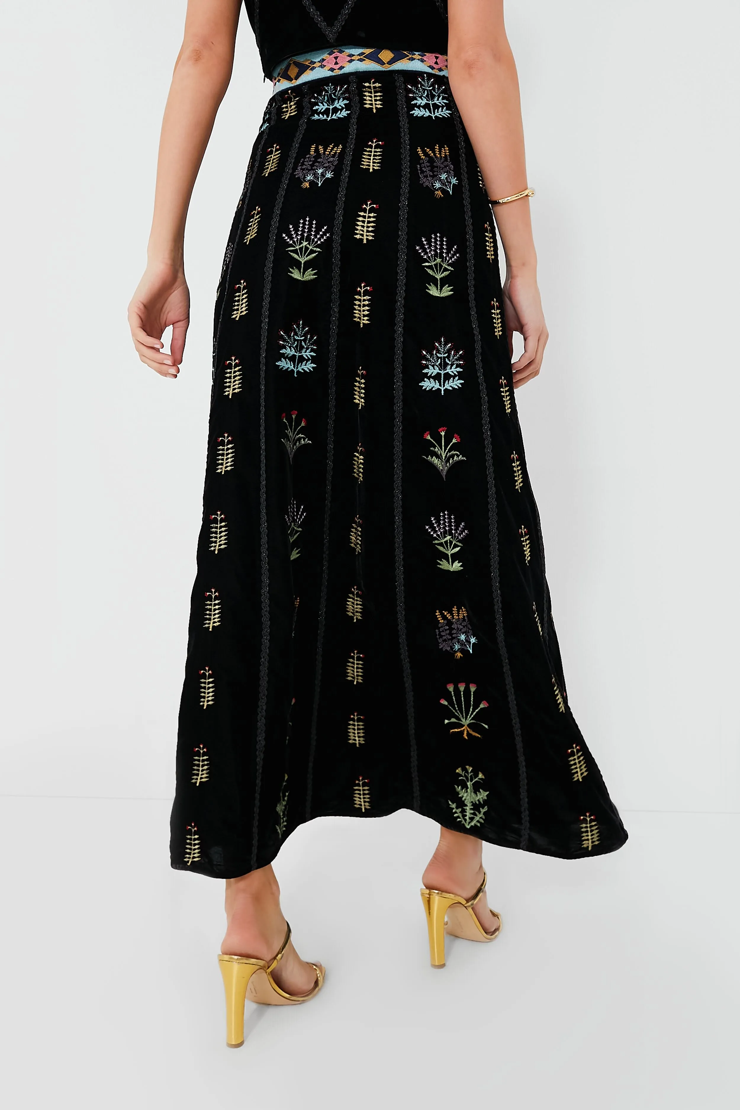 Black Camille Agra Embroidered Skirt