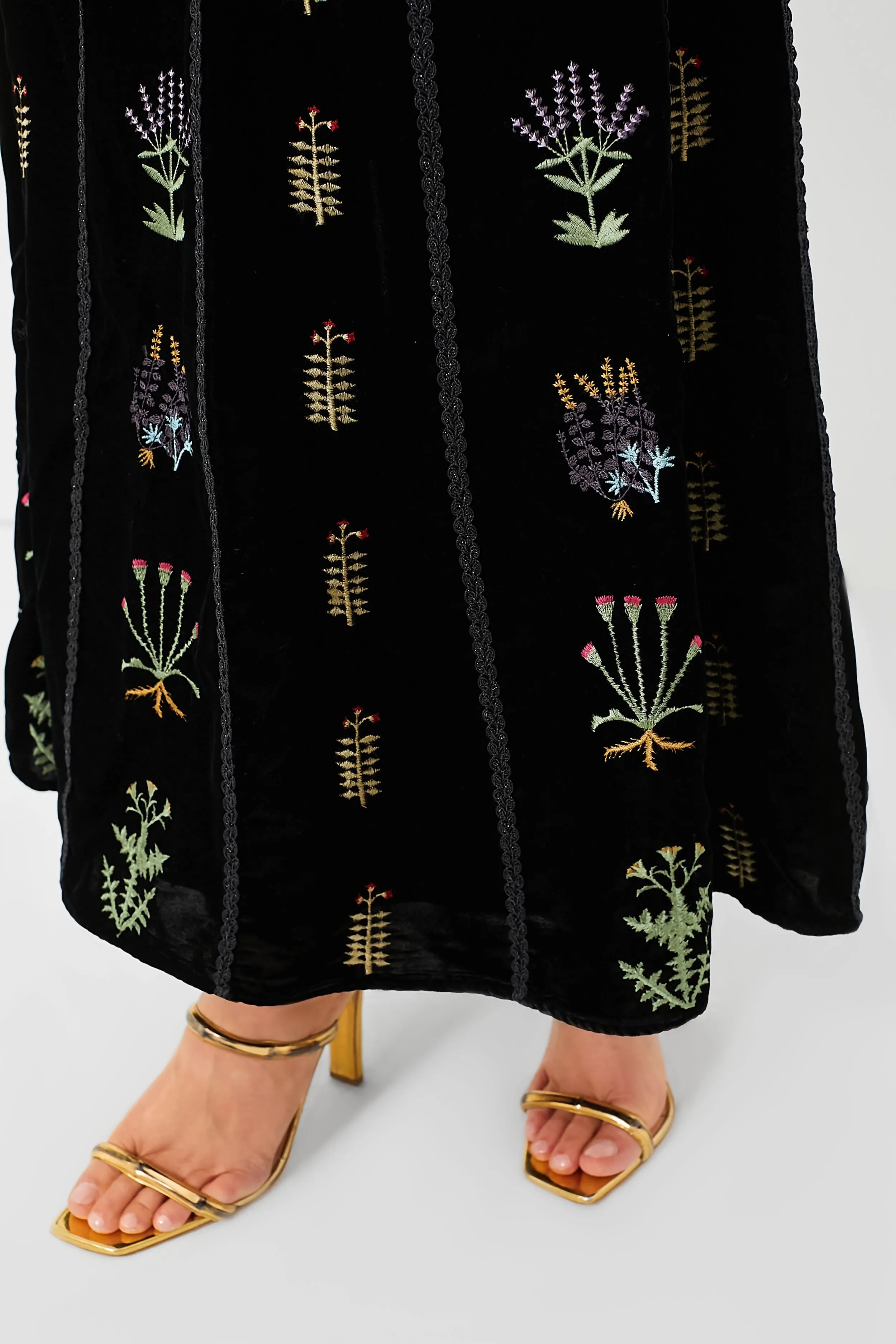 Black Camille Agra Embroidered Skirt