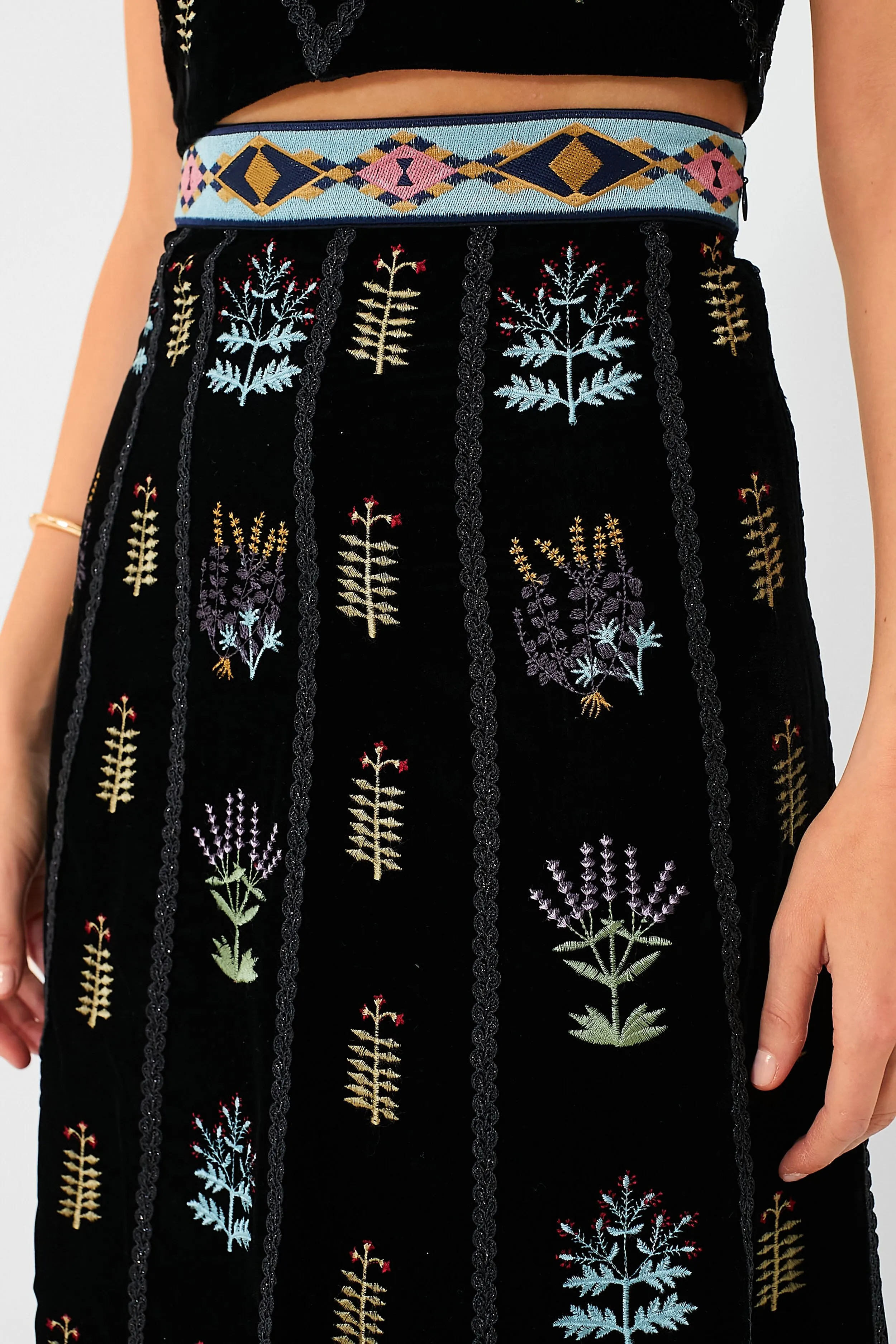 Black Camille Agra Embroidered Skirt