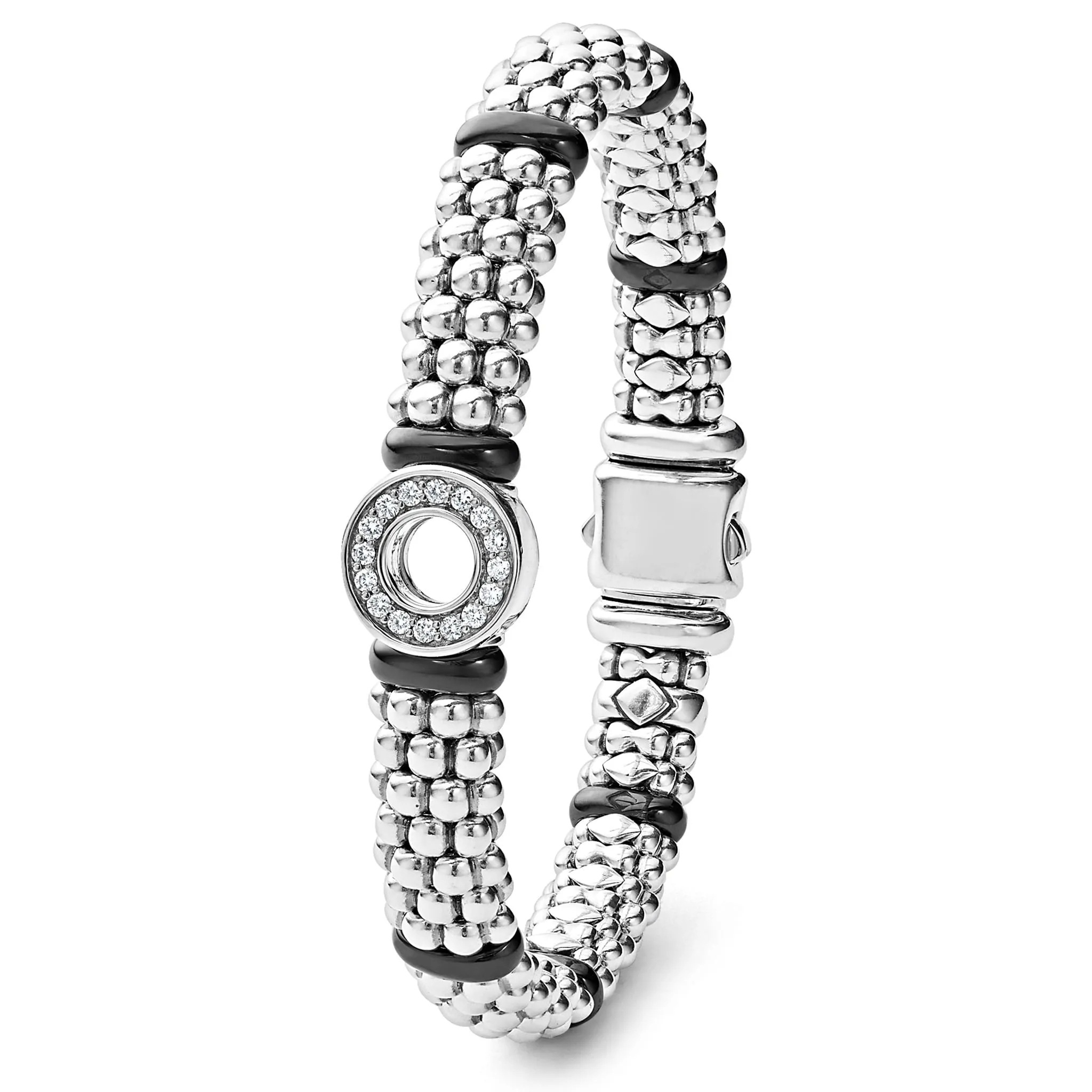 Black Caviar Ceramic and Diamond Circle Bracelet | 9mm