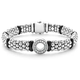 Black Caviar Ceramic and Diamond Circle Bracelet | 9mm