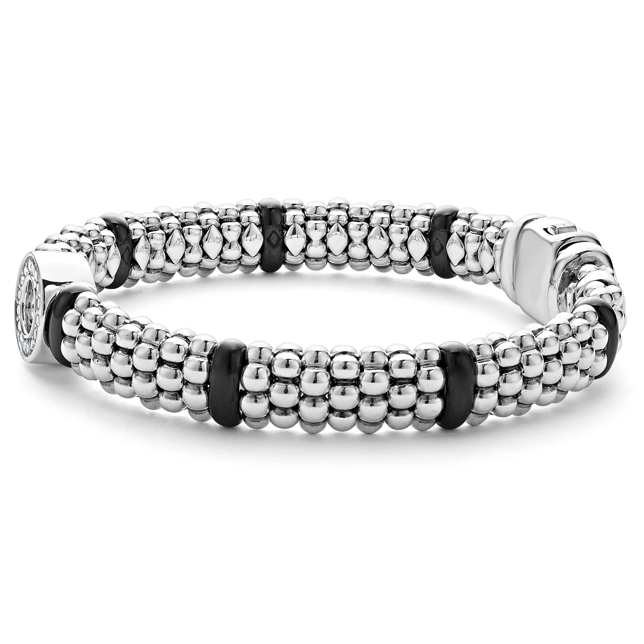 Black Caviar Ceramic and Diamond Circle Bracelet | 9mm