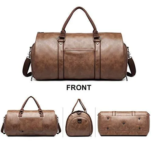 BLGarment™ Men's Leather 2-in-1 Garment   Duffel Convertible Large Weekend Travel Bag