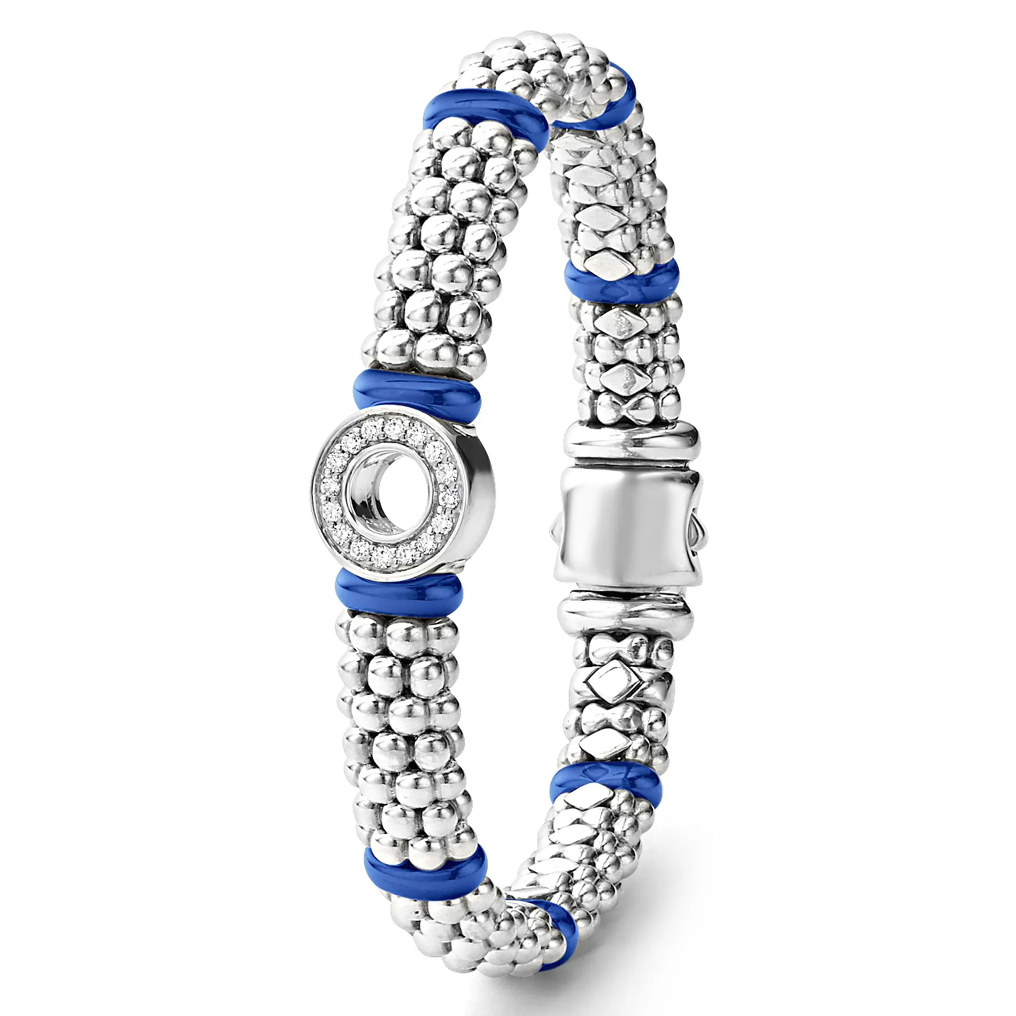 Blue Caviar Ceramic and Diamond Circle Bracelet | 9mm