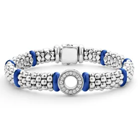 Blue Caviar Ceramic and Diamond Circle Bracelet | 9mm