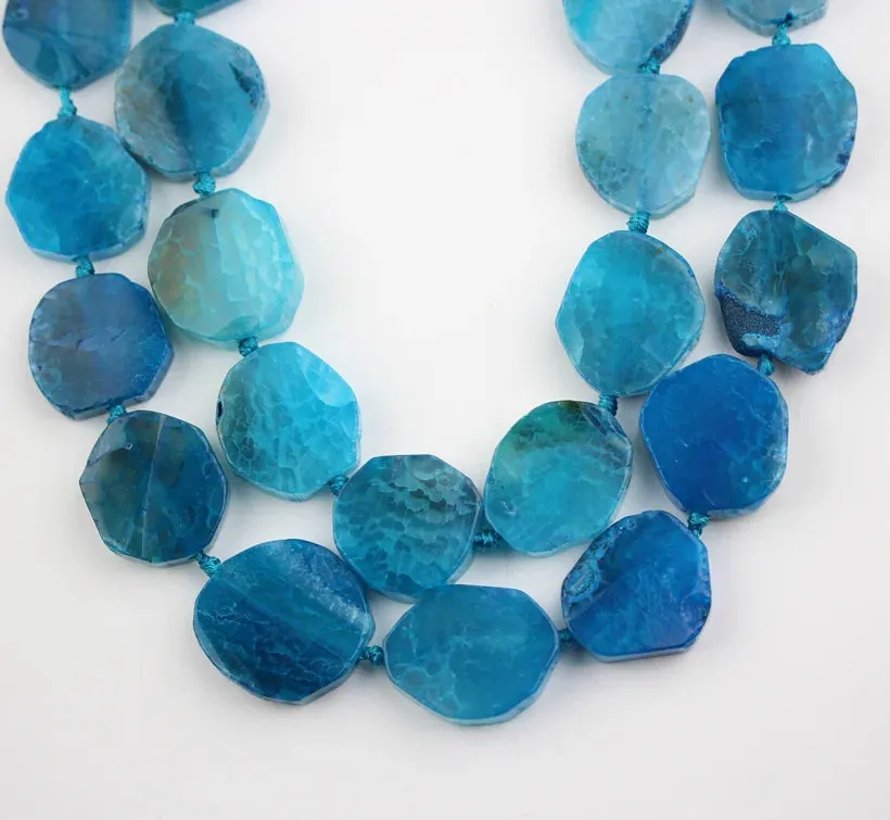 Blue Dragon Veins Agates Slice Beads.