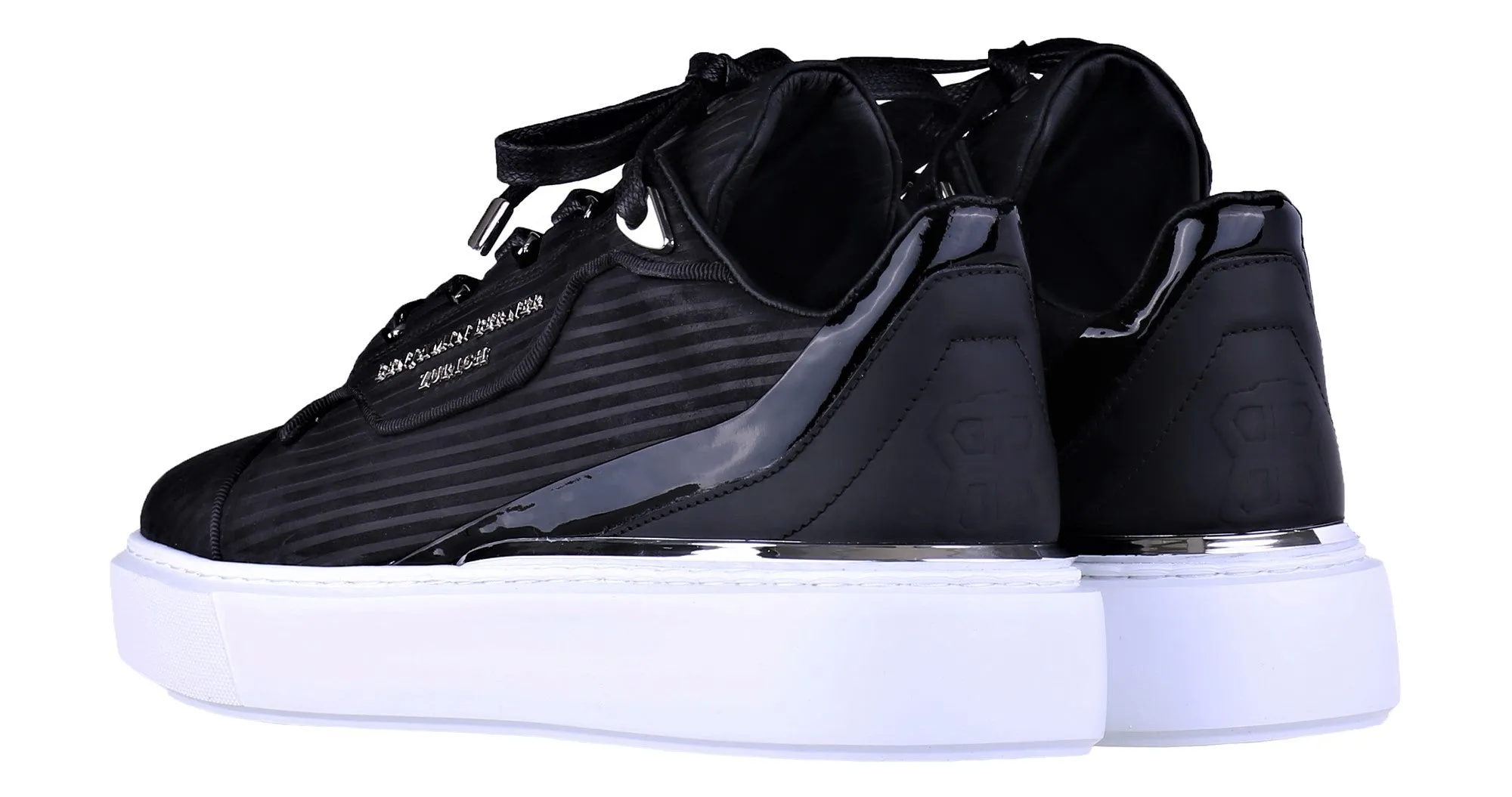 BNJ RAPHAEL Low-Top  BLACK 3D STRIPED NUBUCK